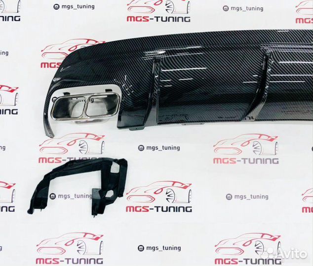 Диффузор с Chrome насадками CLA 45 w117 Под карбон