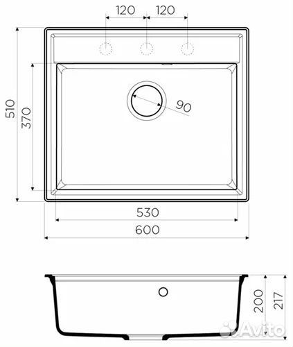 Кухонная мойка Omoikiri Daisen 60-BL гранит 499362