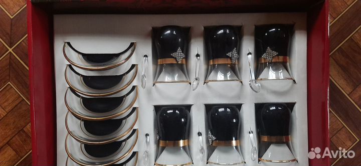 Стаканы- армуды с ложками набор со стразами