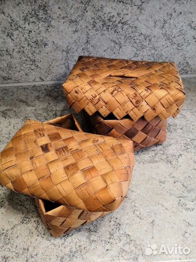 Корзина-короб, шкатулка, сундук из бересты