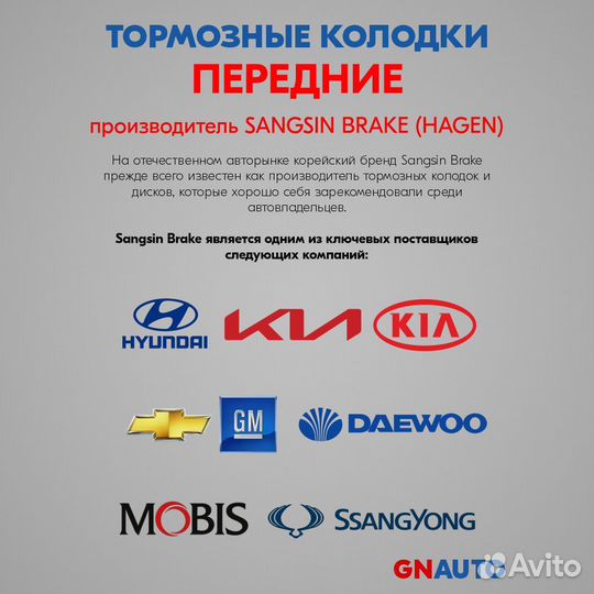 Тормозные колодки передние GP1716A Sangsin Brake