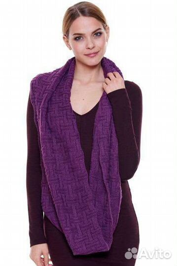 Снуд-хомут объемный вязаный цвет сиреневый, шерсть