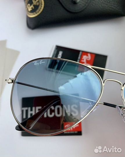 Очки Ray ban aviator авиаторы голубые