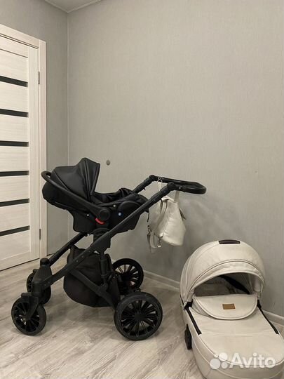 Коляска 3 в 1 Delorean City экокожа серая