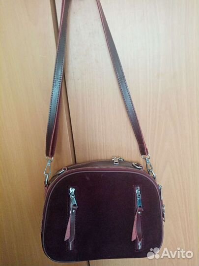 Сумка натуральная кожа бордовая