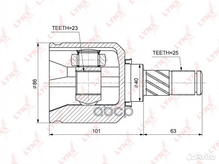 Шрус внутренний перед прав/лев CI3748 lynxauto
