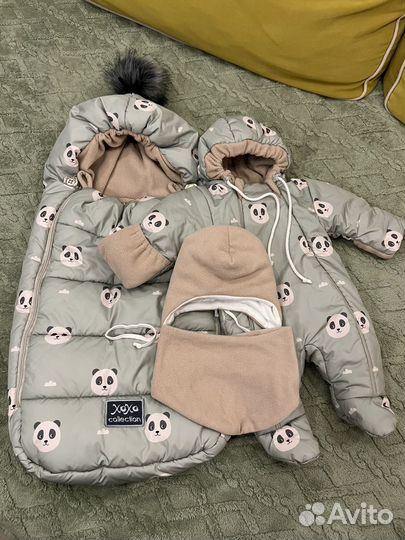 Конверт с комбинезоном на выписку зимний