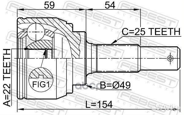 Шрус наружный 22x49x25 (nissan tiida C11 2005)