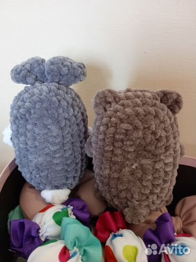 Мишки - Зайки. Игрушки - малыши из плюшевой пряжи