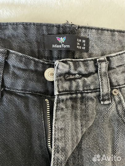 Джинсы moms, колорблок, S