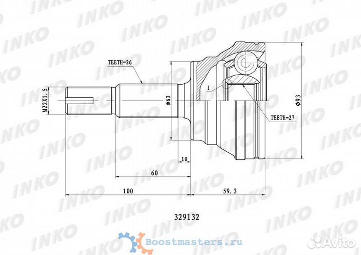 ШРУС внешний 26/27 inko 329132