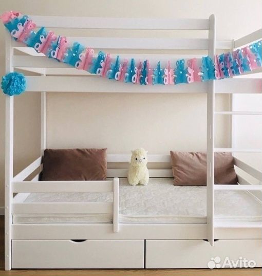 Детская двухярусная кровать180х80 с матрасами