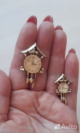 Брошь парная часы