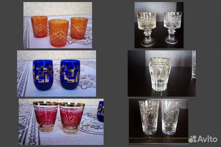 Рюмки цветное стекло СССР хрусталь Богемия винтаж