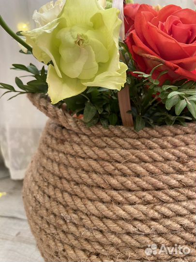 Корзина из джута большая 35 см высотой
