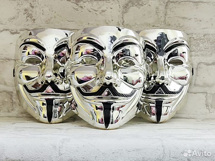 Маска Гая Фокса серебро