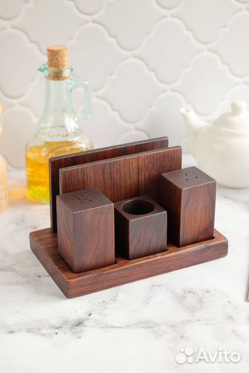 Набор для специй и салфеток дуб