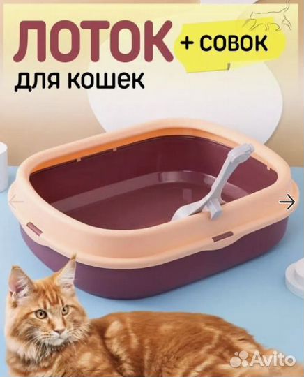 Большой лоток для кошек с совочком