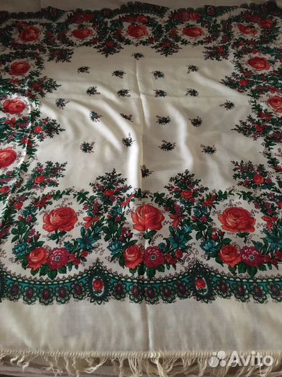 Павловопосадские шаль и платок, шерсть 100