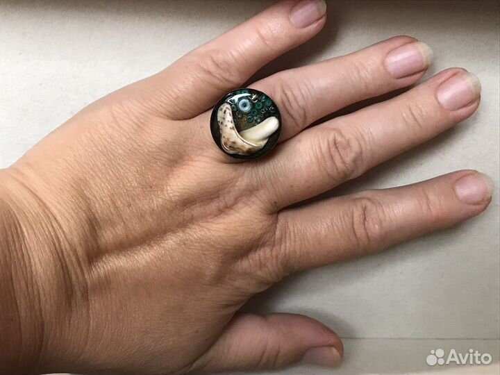 Кольцо с ракушкой универсального размера