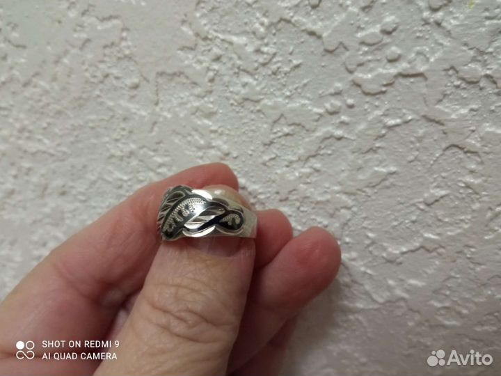 Кольцо серебро с чернением и алмазной гранью