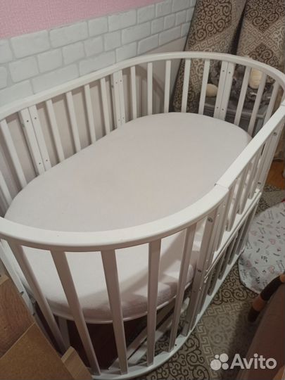 Детская кровать 9 в 1 с матрасом и маятником