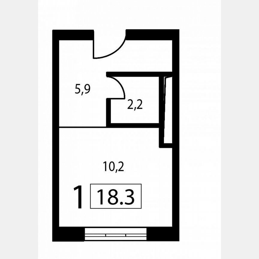 Апартаменты-студия, 18,3 м², 8/9 эт.
