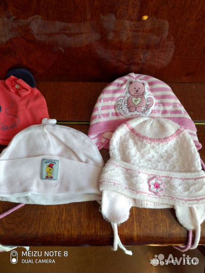 Детские шапочки до года для девочки
