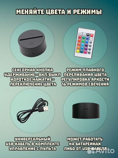 Атом ночник светильник