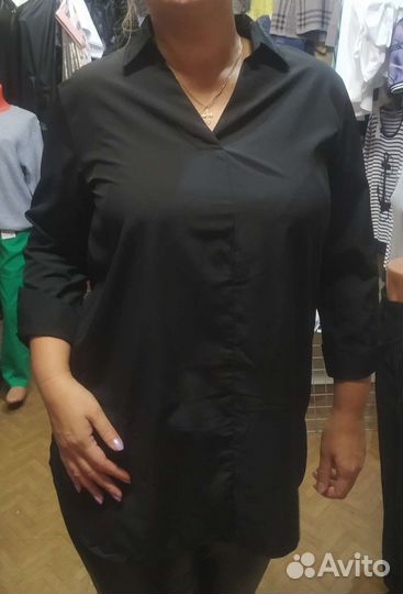 Блуза, рубашка черная двойка 50, 52, 54