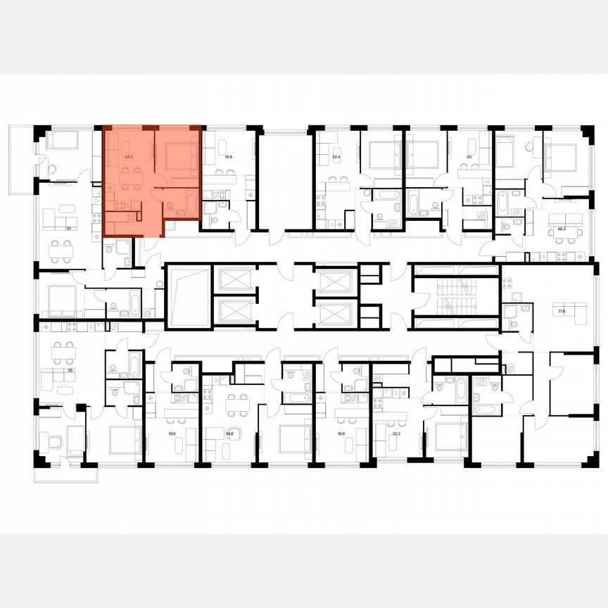 1-к. квартира, 34,5 м², 13/30 эт.