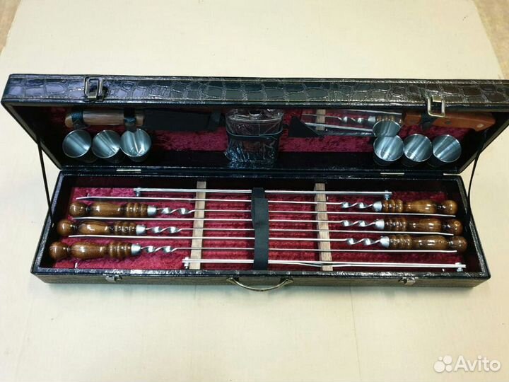 Набор для шашлыка премиум шампуры, нож, топорик, с