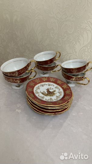 Сервиз чайный Охота красная