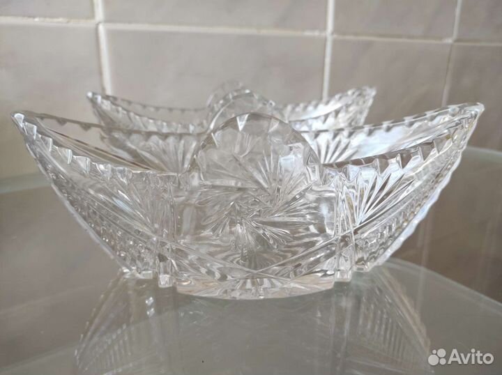 Вазы-ладьи,хрусталь СССР. Состояние новых
