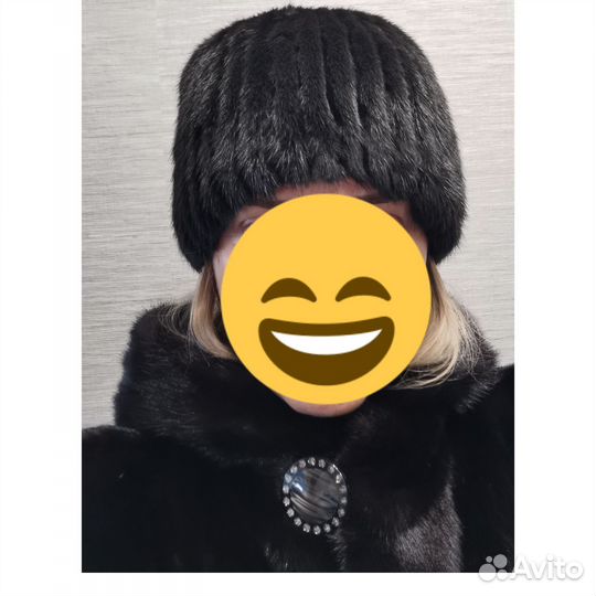 Шапка вязанная норка на трикотаже