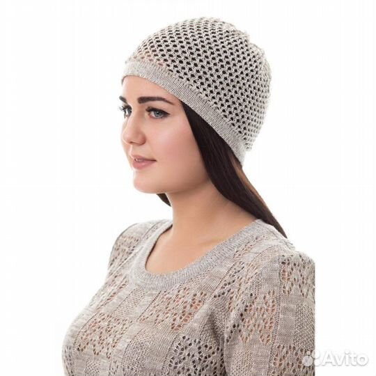 Летняя льняная новая ажурная шапочка хит сезона