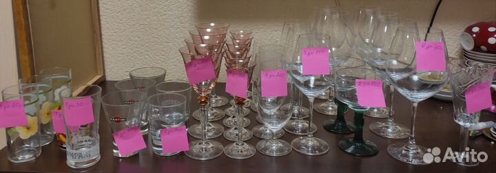Бокалы для вина, пива, рюмки, стаканы, штлфы