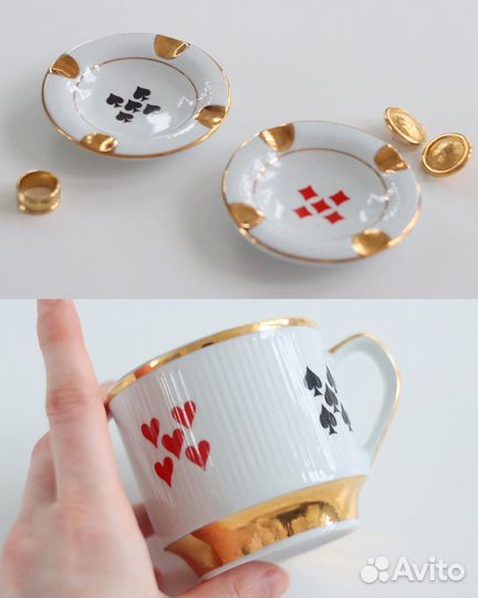 Пепельница бубны винтаж / игральные карты