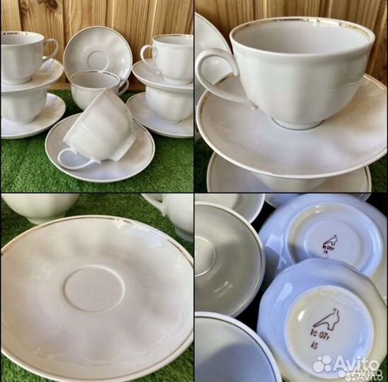 Чайная пара фарфор СССР Лфз Дулево Полонне