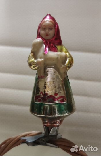 Ёлочная игрушка Алёнушка с козлёнком 1950гг