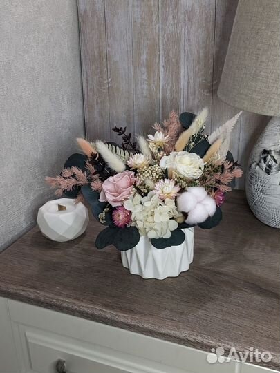 Интерьерные букеты-композиции из сухоцветов