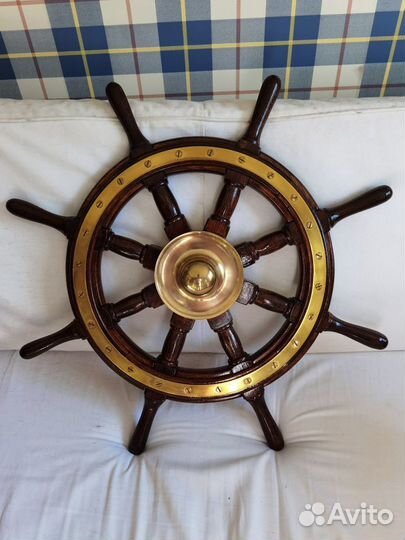 Штурвал буксирный старинный дубовый