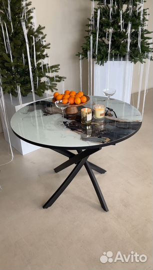 Стильный стол, круглый, раздвижной, 100 см