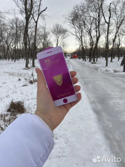 Защитное стекло на айфон 6S, 7/8 белое, черное