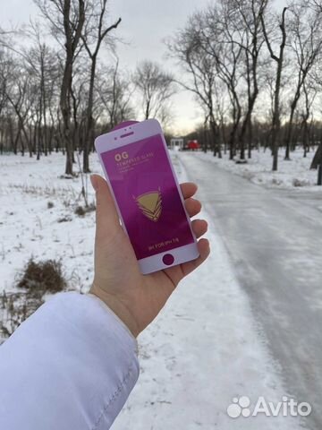 Защитное стекло на айфон 6S, 7/8 белое, черное