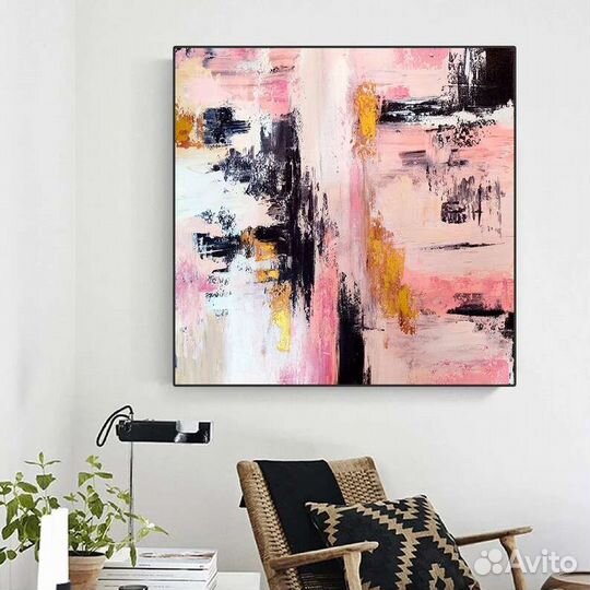 Картина маслом в розовых тонах Абстракция