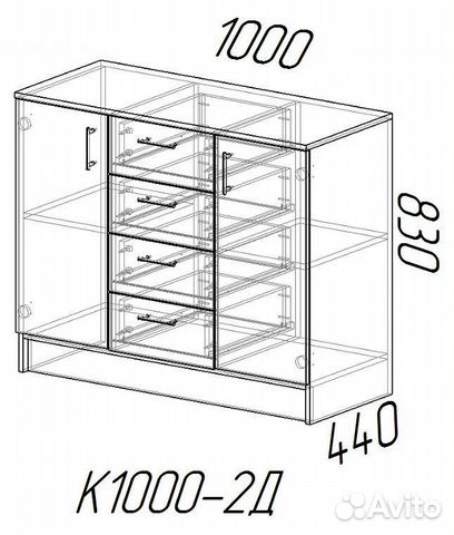 Комод К1000 2Д Белый