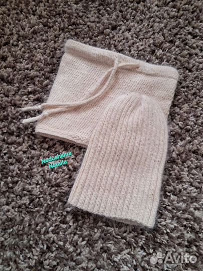 Женская шапка и снуд из пуха норки