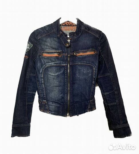 Винтажная джинсовая куртка / мотокуртка