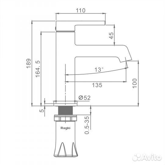 Смеситель для раковины Raglo R20.10.06 черный